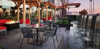 Outdoor terrace at Novotel Toronto Vaughan Centre.