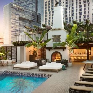 Stunning outdoor pool at Hotel Figueroa.