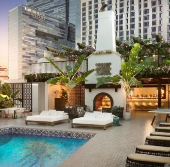 Stunning outdoor pool at Hotel Figueroa.