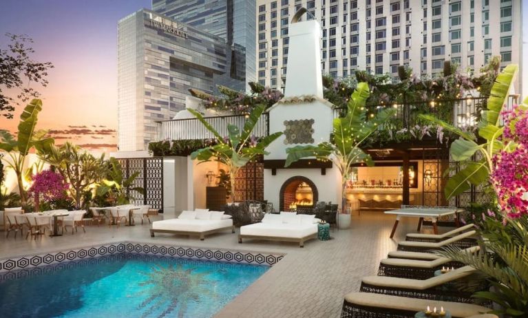 Stunning outdoor pool at Hotel Figueroa.