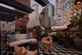 Relaxing lounge area at Hotel Figueroa.