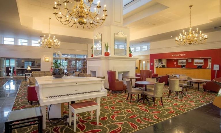 Lobby and reception area at Hilton Leicester.