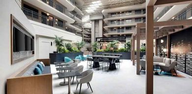 Coworking and lobby area at Embassy Suites By Hilton San Rafael Marin County.
