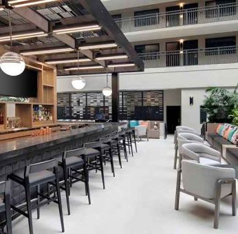 Coworking and lounge area at Embassy Suites By Hilton San Rafael Marin County.
