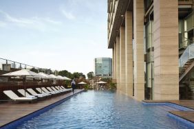 Stunning outdoor pool at Fraser Residence Menteng Jakarta.