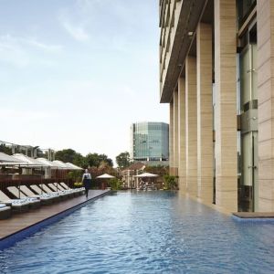 Stunning outdoor pool at Fraser Residence Menteng Jakarta.