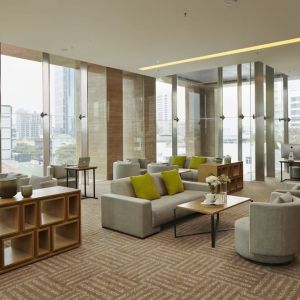 Lounge and coworking area at Fraser Residence Menteng Jakarta.