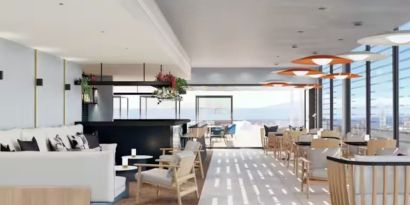 Relaxing terrace and coworking space at DoubleTree By Hilton Lagoa Azores.