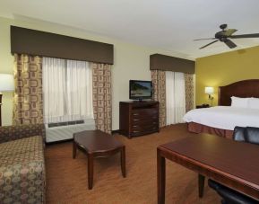 King room with TV and ceiling fan at Hampton Inn & Suites Conroe - I-45 North.