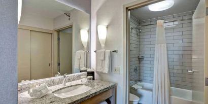 Private bathroom at Homewood Suites By Hilton Chicago-Downtown.