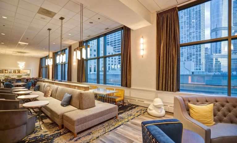 Lounge and coworking space at Homewood Suites By Hilton Chicago-Downtown.