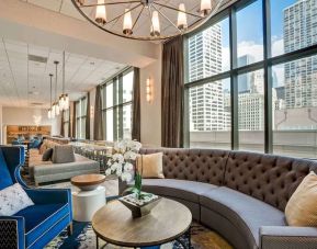 Lounge and lobby at Homewood Suites By Hilton Chicago-Downtown.