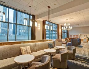 Dining and coworking space at Homewood Suites By Hilton Chicago-Downtown.