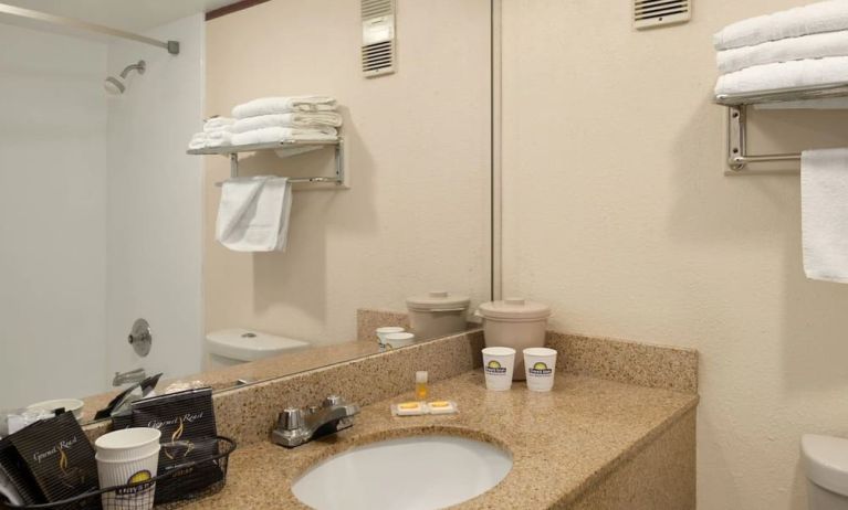 Private guest bathroom at EnVision Hotel Miami International Airport.