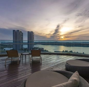 Beautiful rooftop terrace at Fraser Place Puteri Harbour.