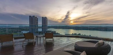 Beautiful rooftop terrace at Fraser Place Puteri Harbour.