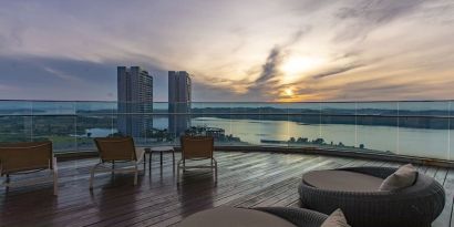 Beautiful rooftop terrace at Fraser Place Puteri Harbour.