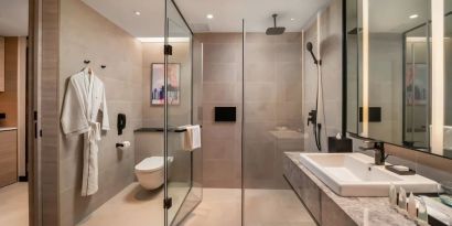 Guest bathroom with shower at Capri By Fraser Bukit Bintang.