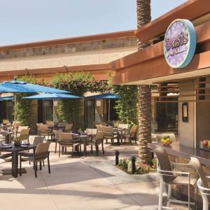 Sunny outdoor terrace at Hilton Scottsdale Resort & Villas.