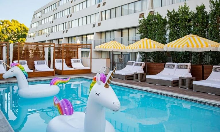 Fun in the sun in this stunning outdoor pool at Hotel Dena, Pasadena Los Angeles.