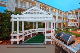 Garden and terrace area at Residence Inn Boston Tewksbury.
