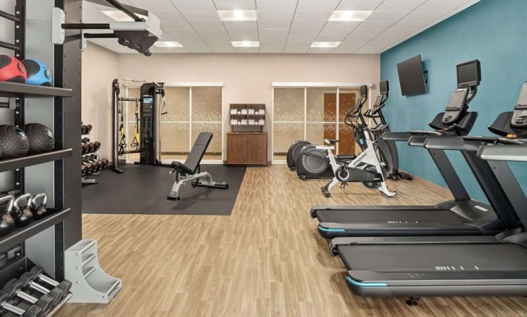 Fitness center at Hampton Inn & Suites Miami Kendall.