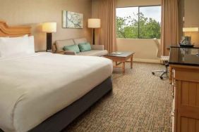 King guestroom with desk and sofa at the DoubleTree by Hilton Sonoma Wine Country.