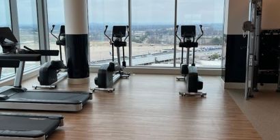 Fitness center at Hilton BNA Nashville Airport Terminal.