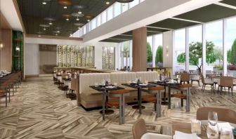 Bar and lounge area at Hilton BNA Nashville Airport Terminal.