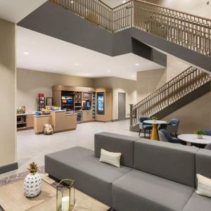 Lounge, lobby, and coworking space at Hilton Garden Inn Nashville West End Avenue.