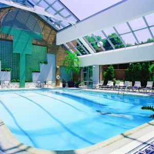 Stunning indoor pool at Royal Sonesta Boston.
