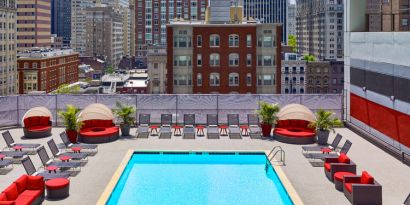 Stunning outdoor pool at Sonesta Philadelphia Rittenhouse Square.