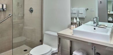 Guest bathroom with shower at Sonesta Fort Lauderdale Beach.