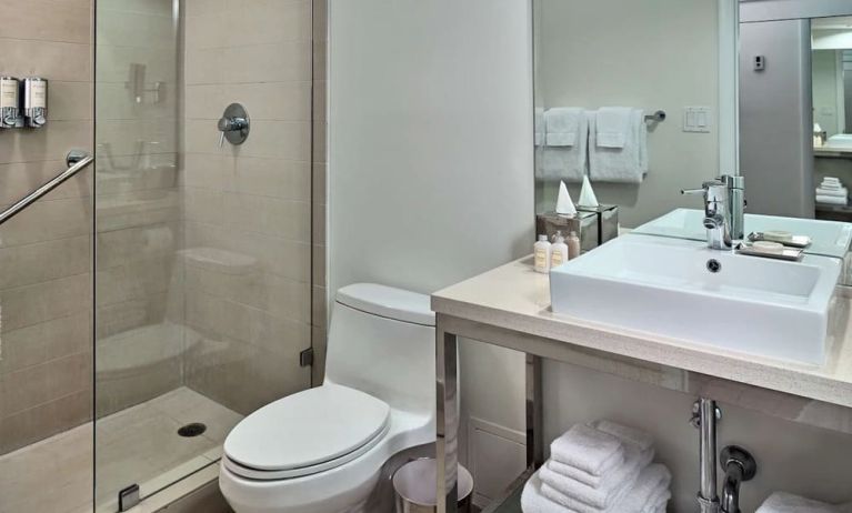 Guest bathroom with shower at Sonesta Fort Lauderdale Beach.