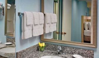 Sonesta ES Suites Tucson guest bathroom provides an ensuite shower and sink.