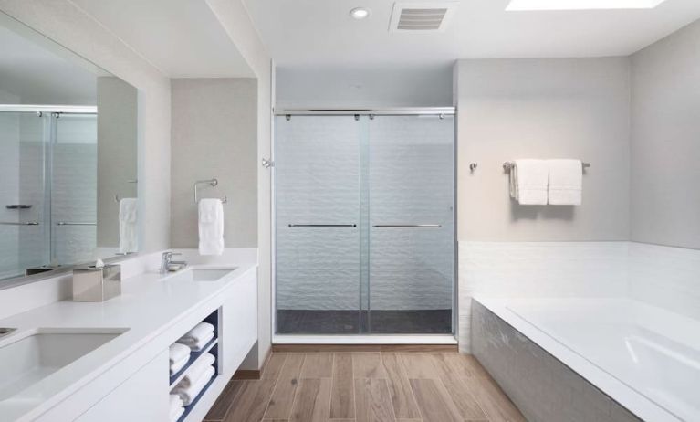 Guest bathroom with shower at Sonesta Silicon Valley.