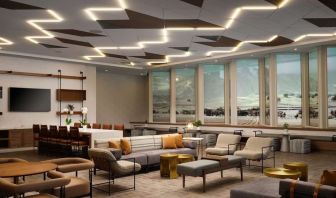 Cozy lobby and lounge at Sonesta Irvine.