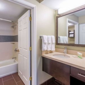 Guest bathroom at Sonesta ES Suites Anaheim Resort Area.