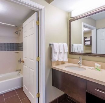 Guest bathroom at Sonesta ES Suites Anaheim Resort Area.