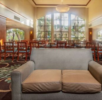 Lobby and lounge at Sonesta ES Suites Anaheim Resort Area.