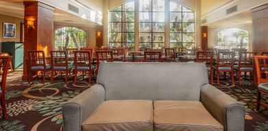 Lobby and lounge at Sonesta ES Suites Anaheim Resort Area.