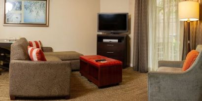 Day use room with lounge at Sonesta ES Suites San Jose Airport.