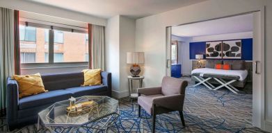 Spacious king room with lounge at Royal Sonesta Washington DC Dupont Circle.