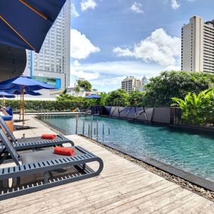 Stunning outdoor pool at Fraser Suites Sukhumvit, Bangkok.