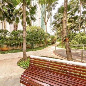 Hotel gardens at Fraser Residence Sudirman Jakarta.