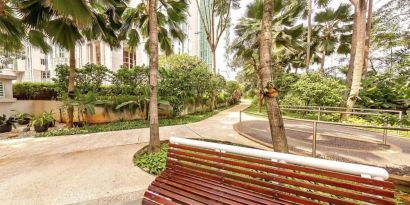 Hotel gardens at Fraser Residence Sudirman Jakarta.