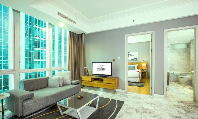 Spacious day yse room with lounge at Fraser Residence Sudirman Jakarta.