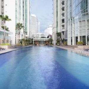 Luxurious outdoor pool at Fraser Residence Sudirman Jakarta.