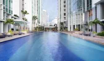 Luxurious outdoor pool at Fraser Residence Sudirman Jakarta.