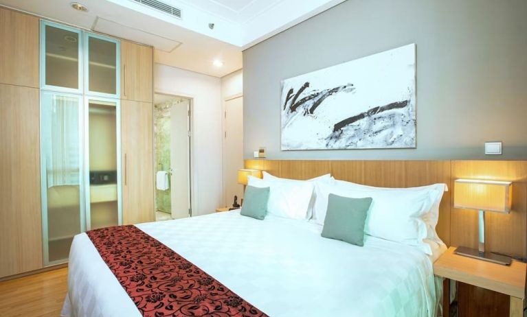 Romantic king room at Fraser Residence Sudirman Jakarta.